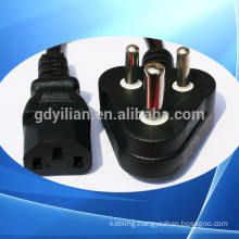 South Africa power plug pin type the tail/power cord